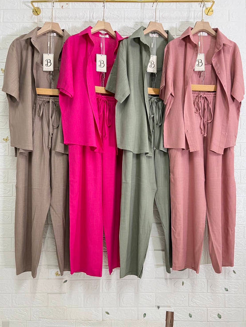 Color Linen Three Piece Co-Ord Sets